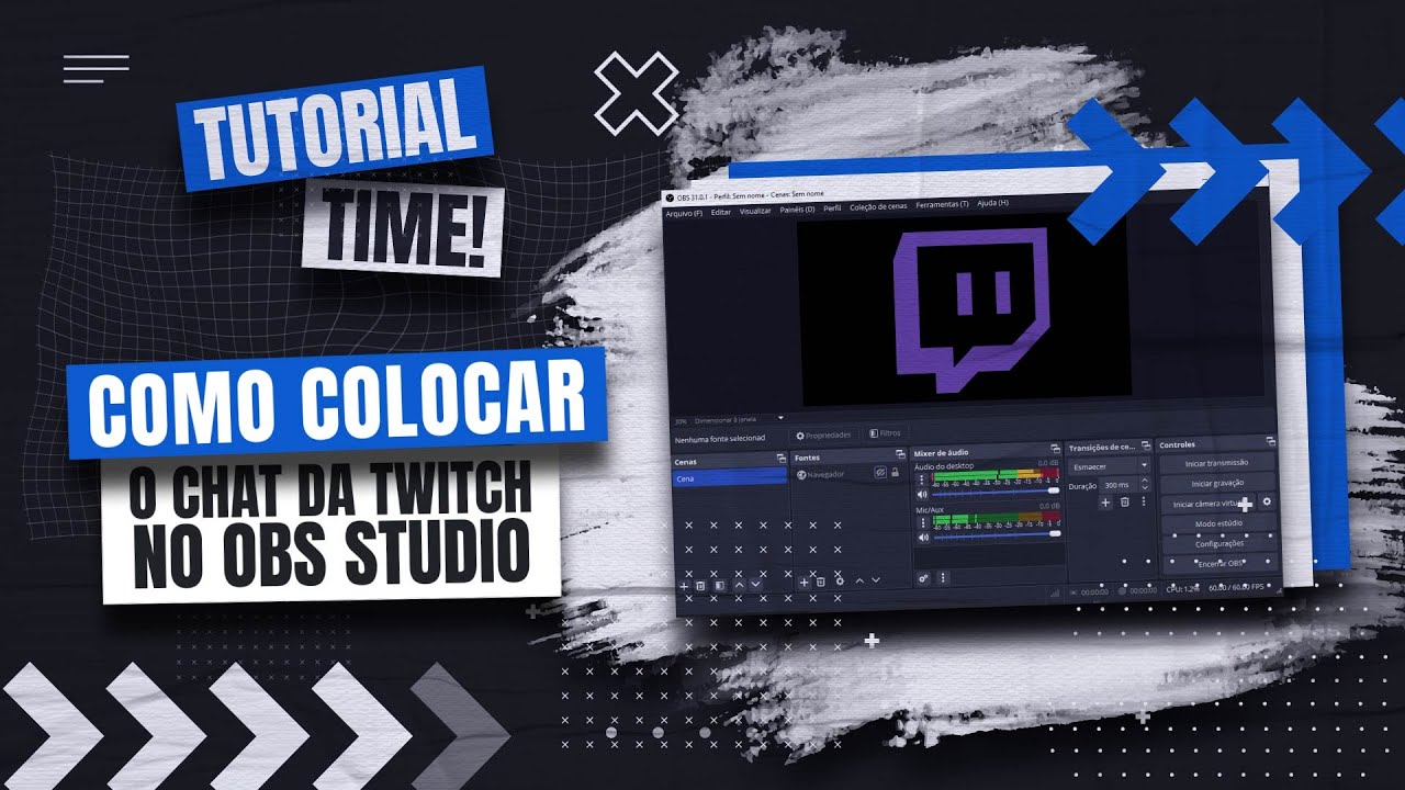 Chat ao vivo da Twitch encaixado como painel dentro do OBS Studio via Custom Browser Dock.