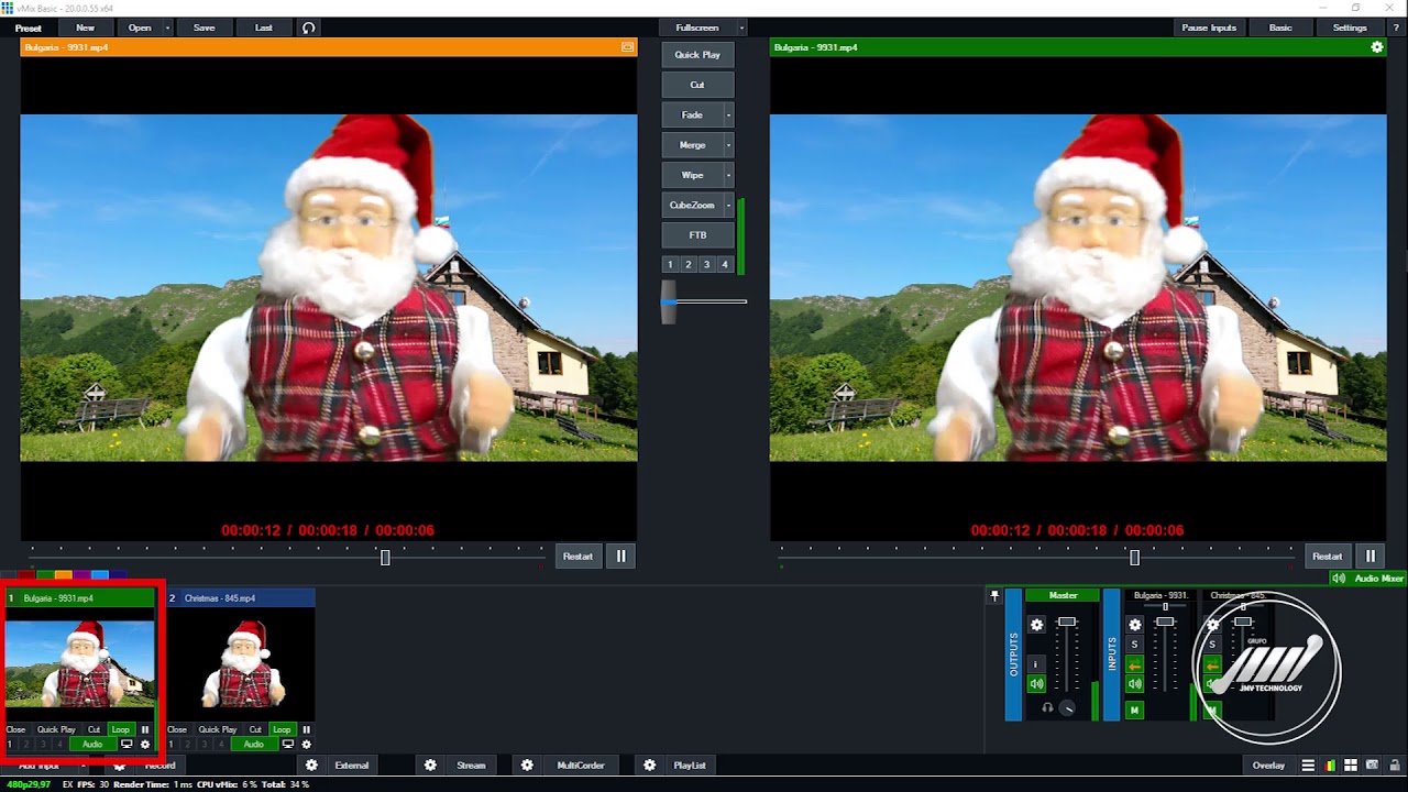 Tutorial JMVStream: chroma key e luma key no vMix, da captura da cor do fundo verde ao refinamento da borda com Chroma Key Filter e Anti Aliasing.