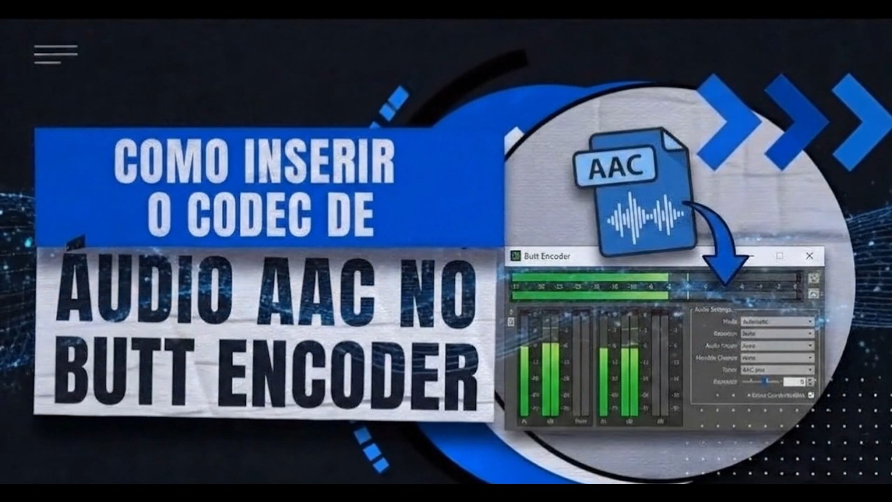 Codec de audio AAC selecionado nas configuracoes do BUTT Encoder para transmissao de radio online