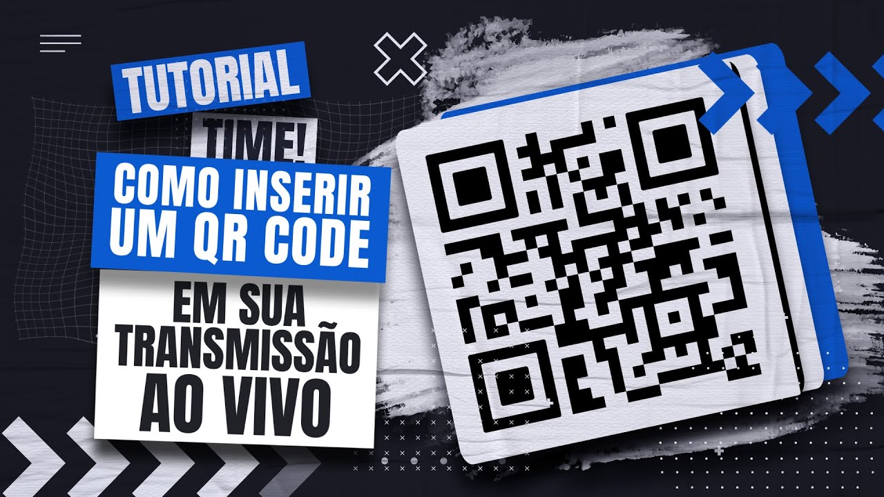 Tela do OBS Studio com um QR code adicionado como fonte de imagem sobre a cena de uma transmissao ao vivo, com a lista de fontes e o icone de olho para mostrar ou ocultar o codigo.