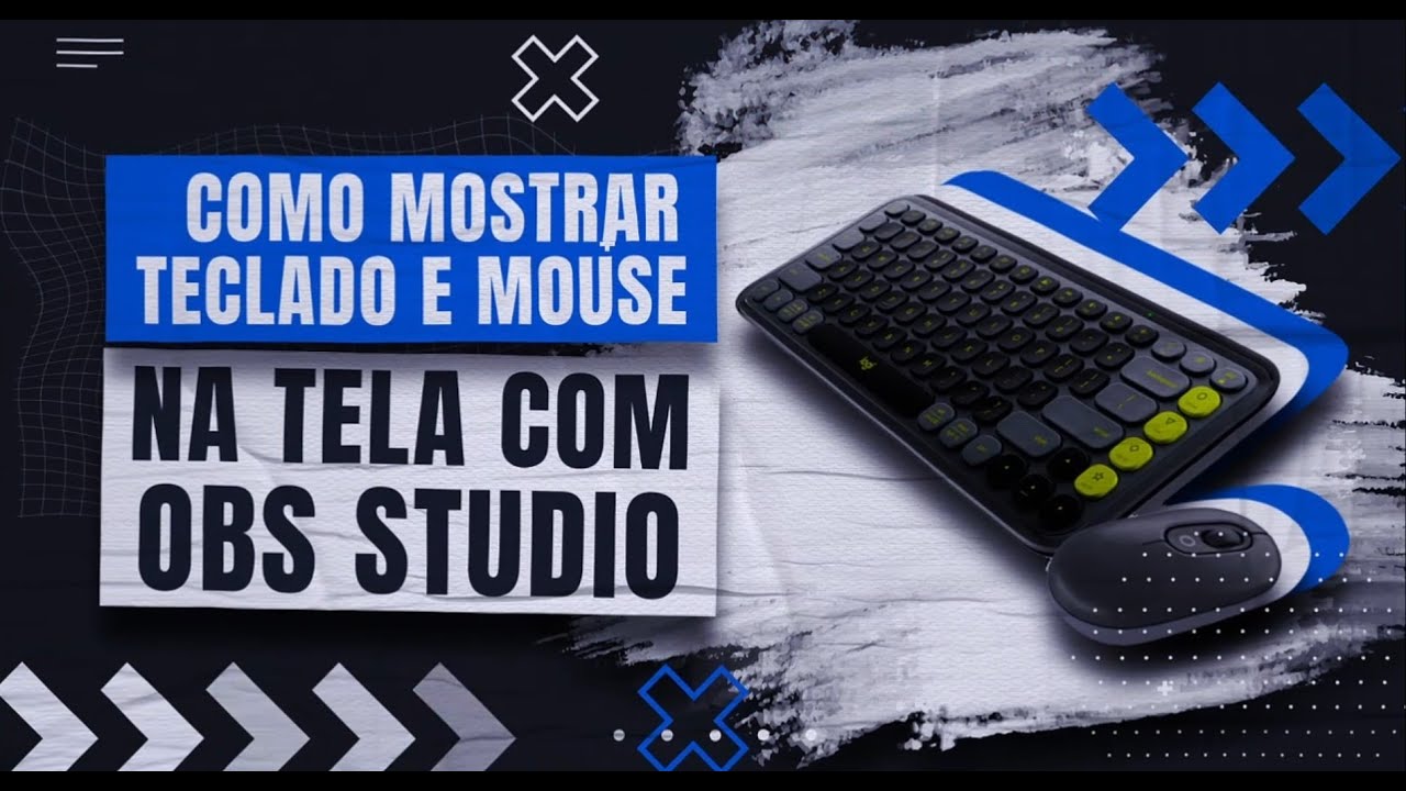 Tela do OBS Studio com overlay do plugin Input Overlay exibindo as teclas do teclado e os cliques do mouse