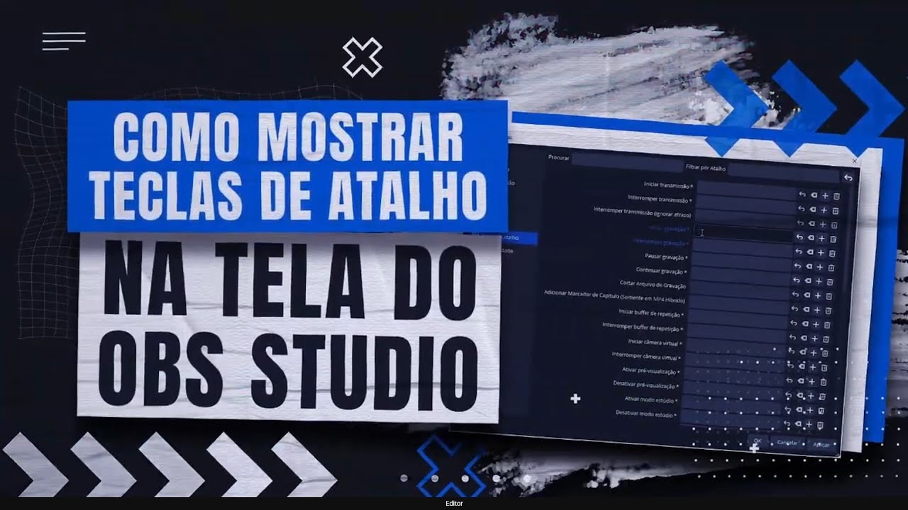 Tela do OBS Studio exibindo, em texto, uma tecla de atalho pressionada com o plugin Streamup Hot Key Display