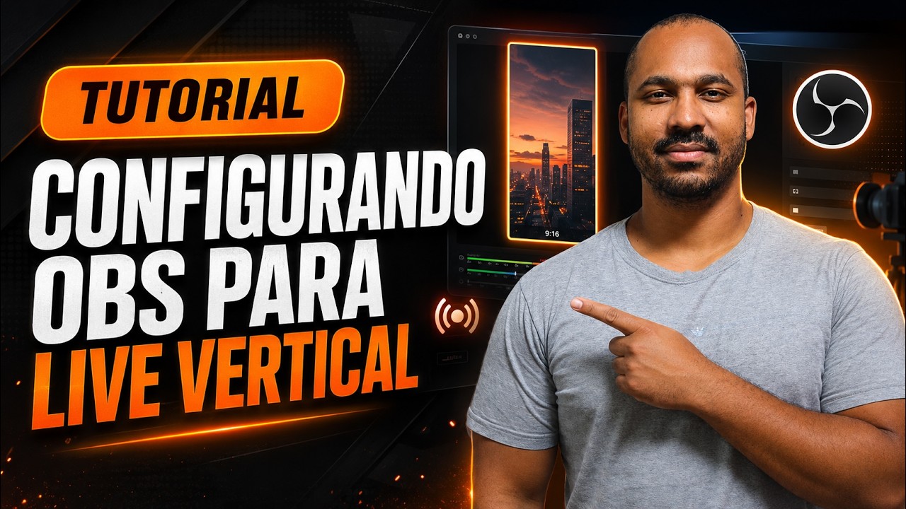 Configuracao do OBS Studio no formato vertical 9:16: aba Video com a resolucao invertida para 1080x1920 e a opcao ignorar recomendacoes