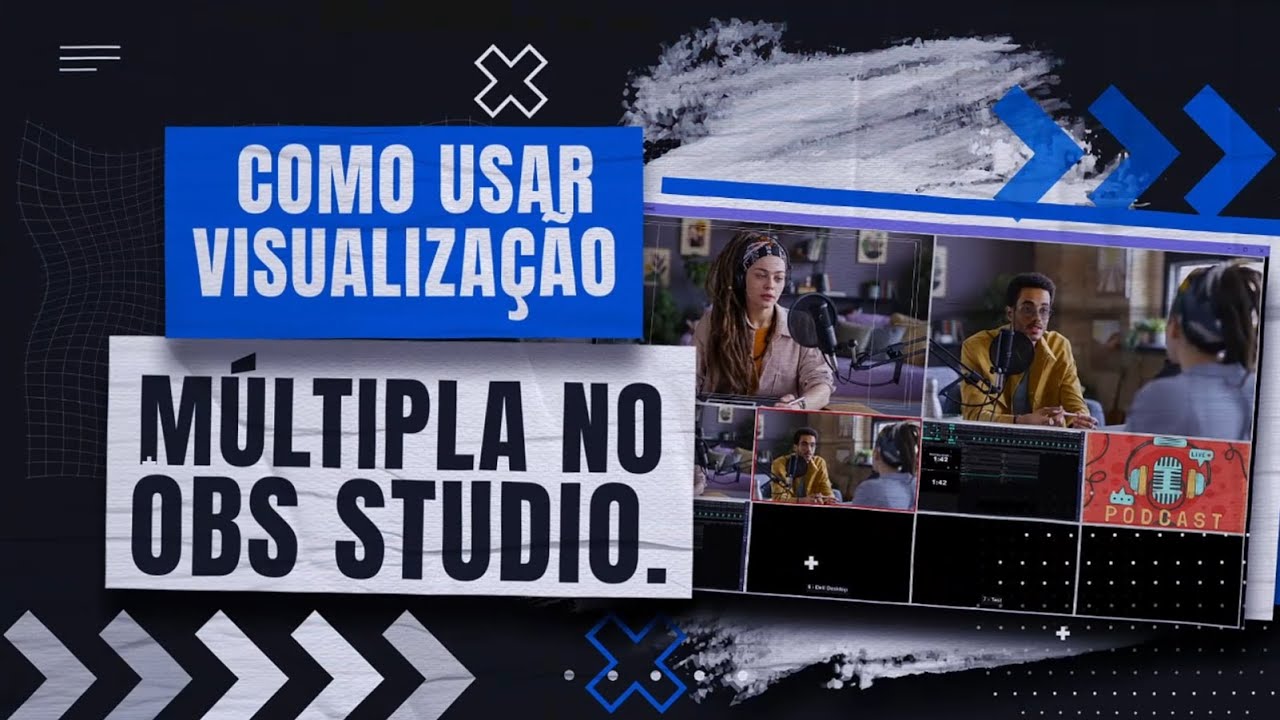 Painel Multiview (visualização múltipla) do OBS Studio exibindo várias cenas ao mesmo tempo para alternar durante a transmissão ao vivo.