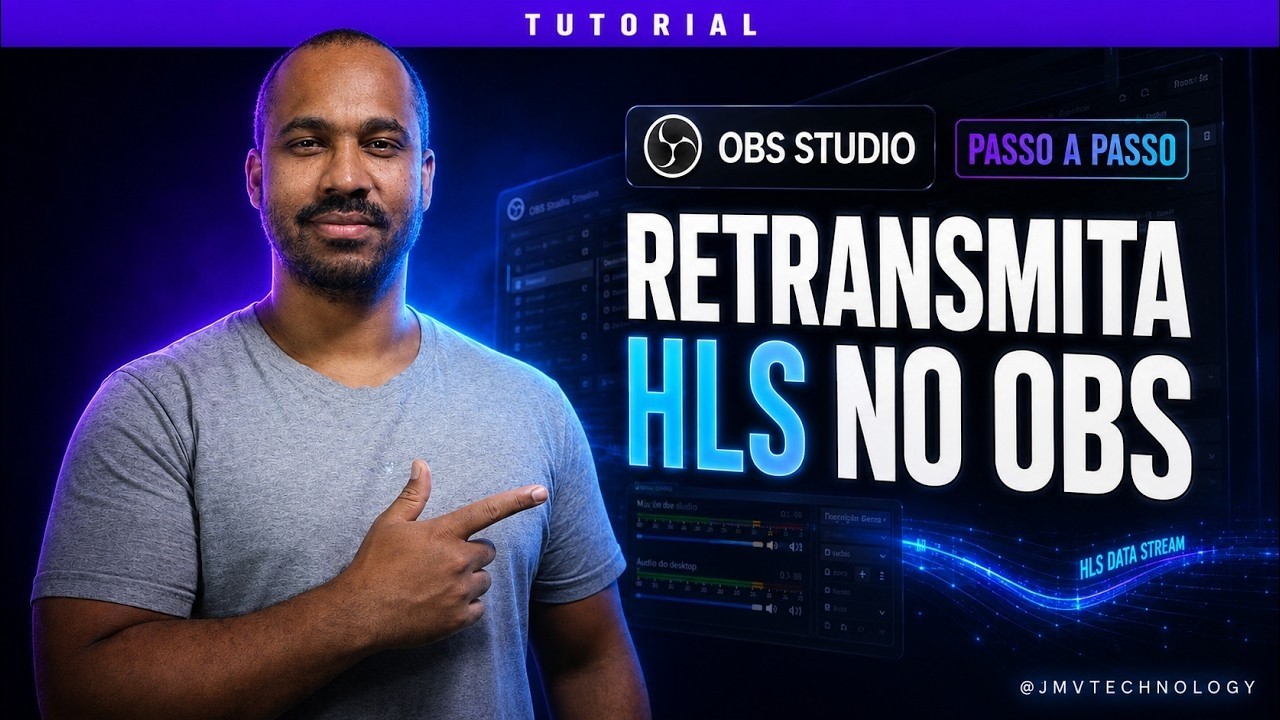 Tela do OBS Studio ao lado das informacoes de codec do VLC, mostrando como a resolucao e a taxa de quadros do link HLS de origem definem a configuracao da retransmissao