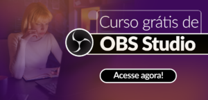 Mulher fazendo curso obs studio grátis