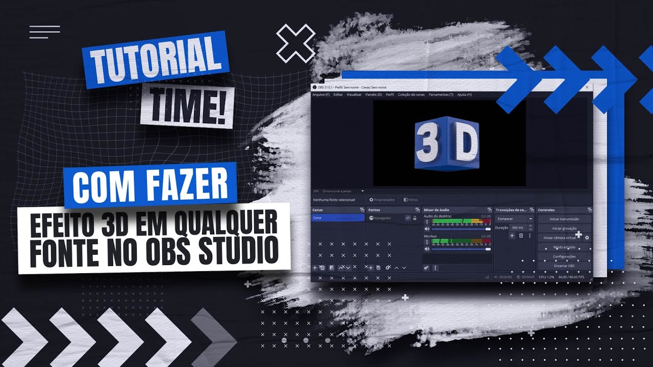 Tutorial JMV Stream: como fazer efeito 3D de perspectiva em qualquer fonte no OBS Studio.