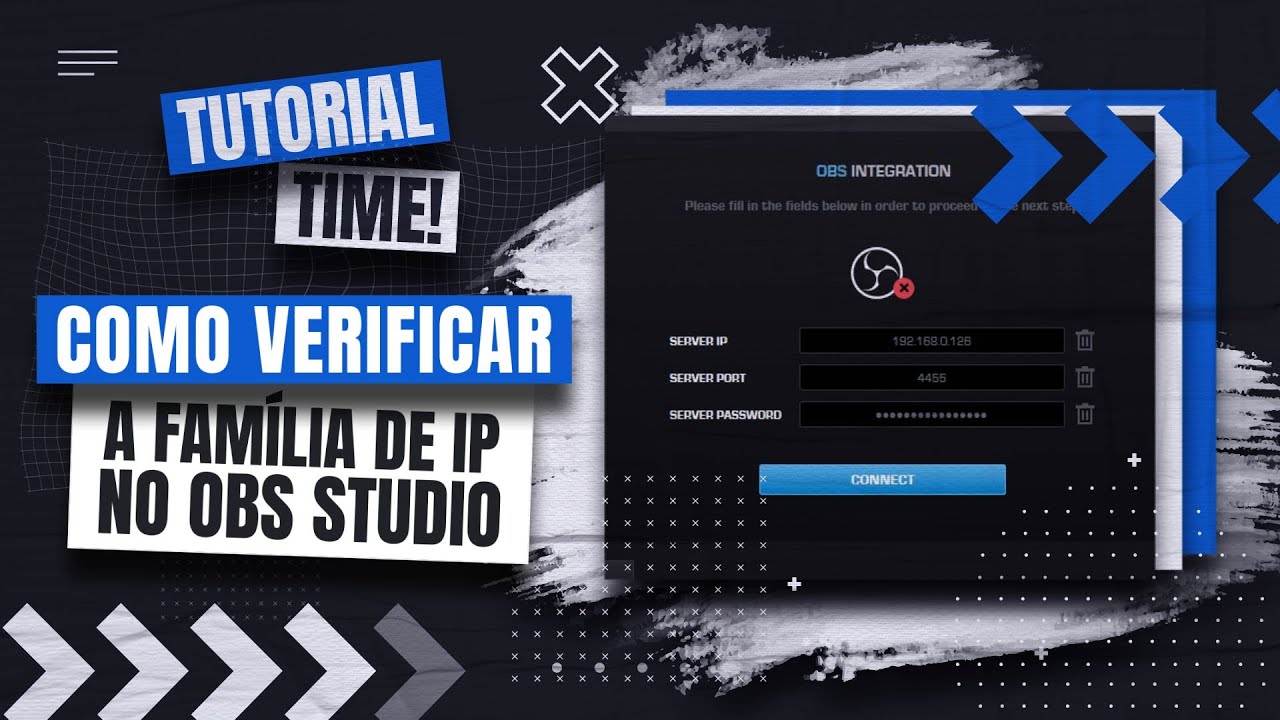Opção Família IP na seção Rede das configurações avançadas do OBS Studio, ajustada para IPv4 e IPv6.