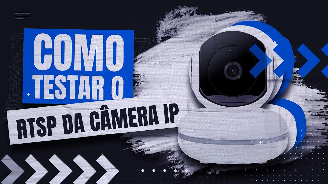 Capa do tutorial sobre verificar o link RTSP da câmera IP, com a janela Abrir Transmissão de Rede do VLC recebendo um endereço rtsp:// e a imagem da câmera sendo reproduzida.