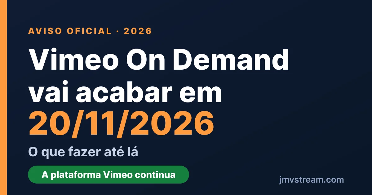 Vimeo On Demand vai acabar em 20 de novembro de 2026: o que fazer até lá
