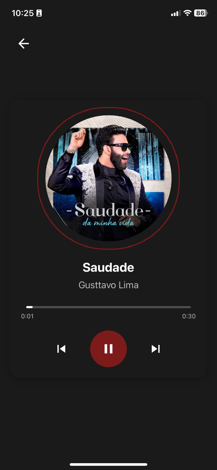 Player de música tipo Spotify da rádio com funcionalidade de áudio on-demand