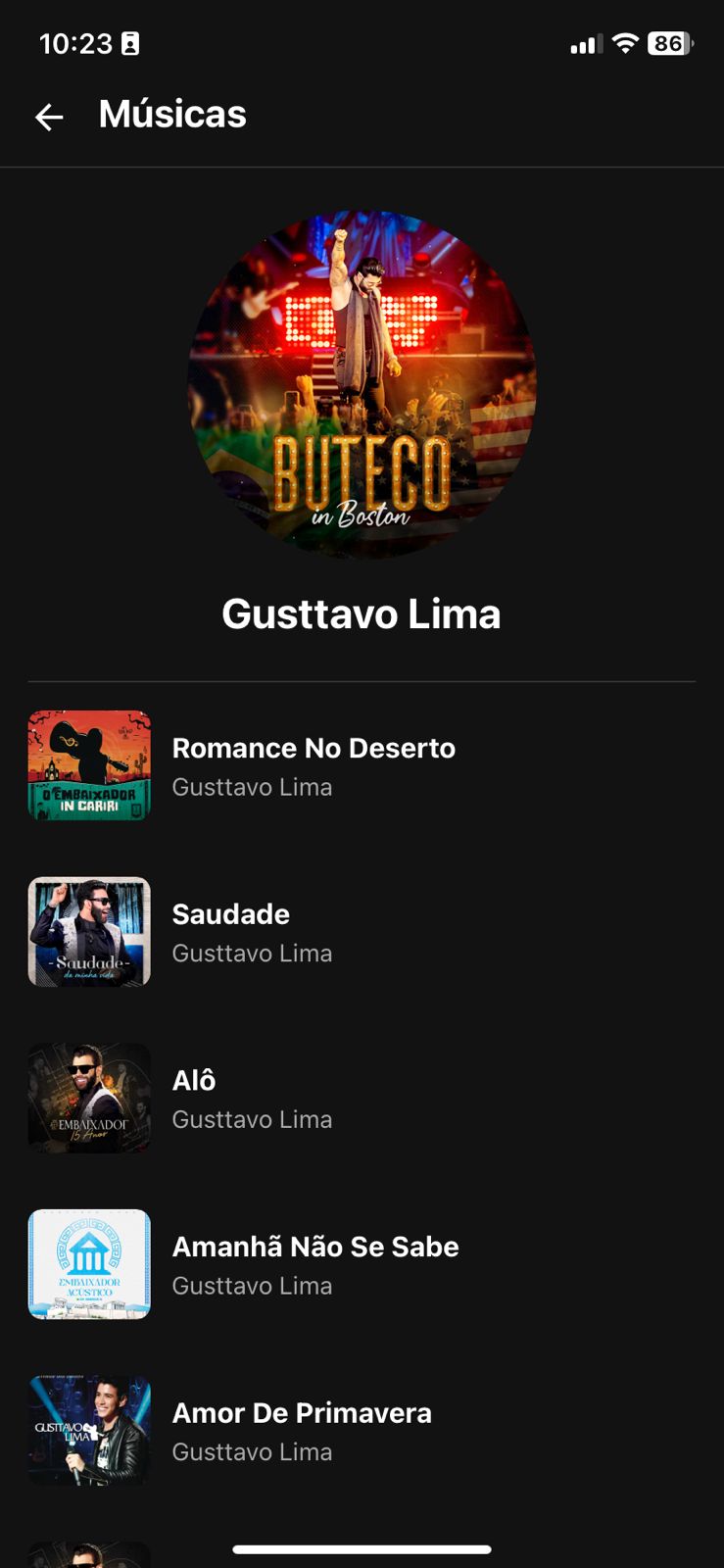 Catálogo musical tipo Spotify da rádio com galeria de áudio on-demand