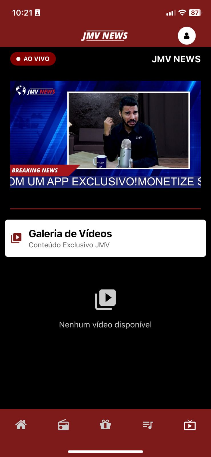 Galeria de vídeos exclusivos com conteúdo de streaming da rádio